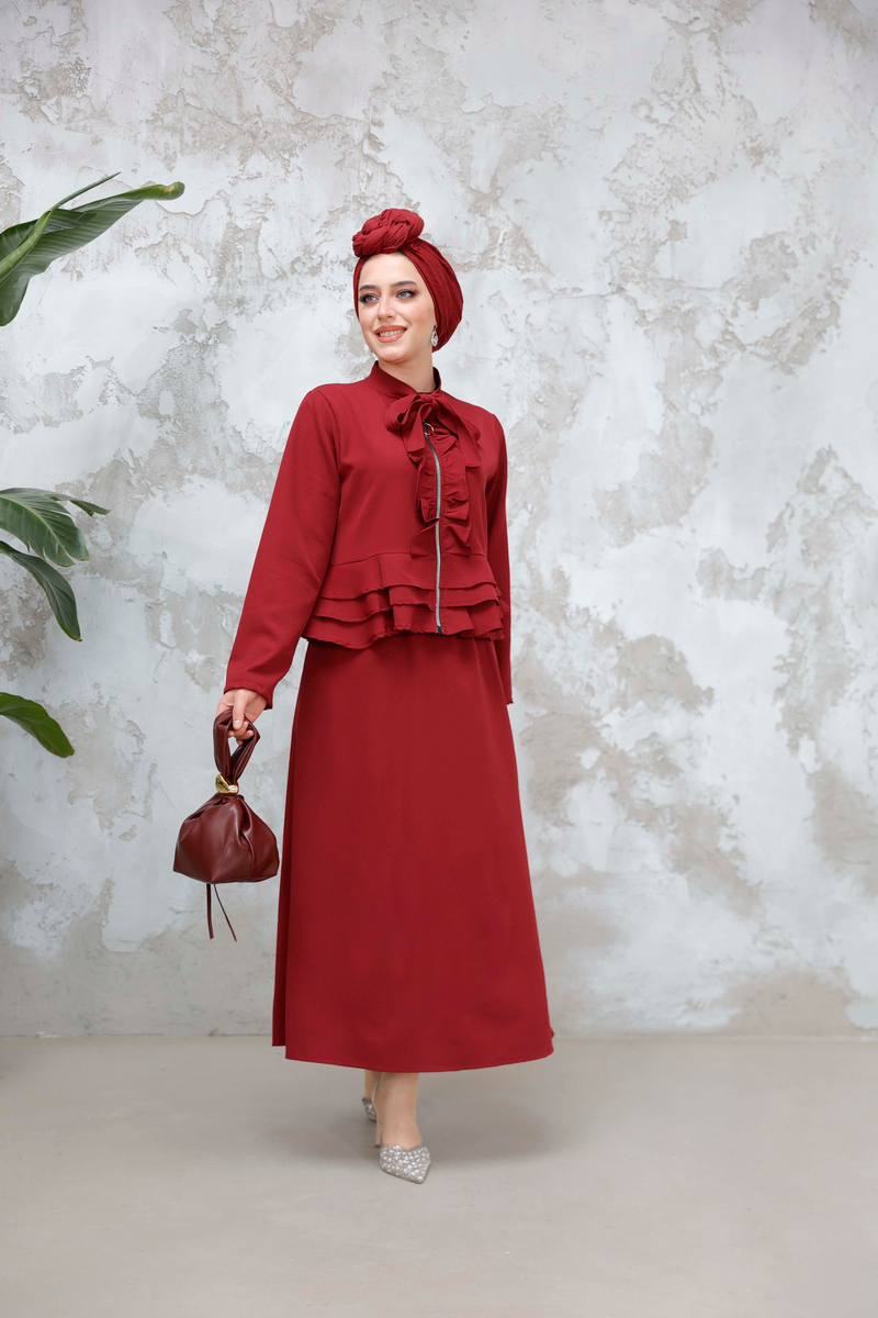 Umay Etekli Takım - Bordo - Resim 2