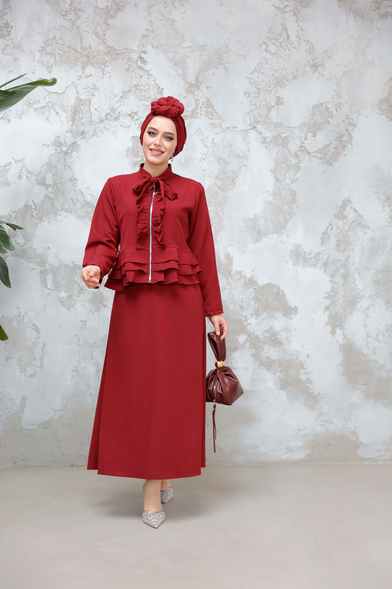 Umay Etekli Takım - Bordo - Resim 3