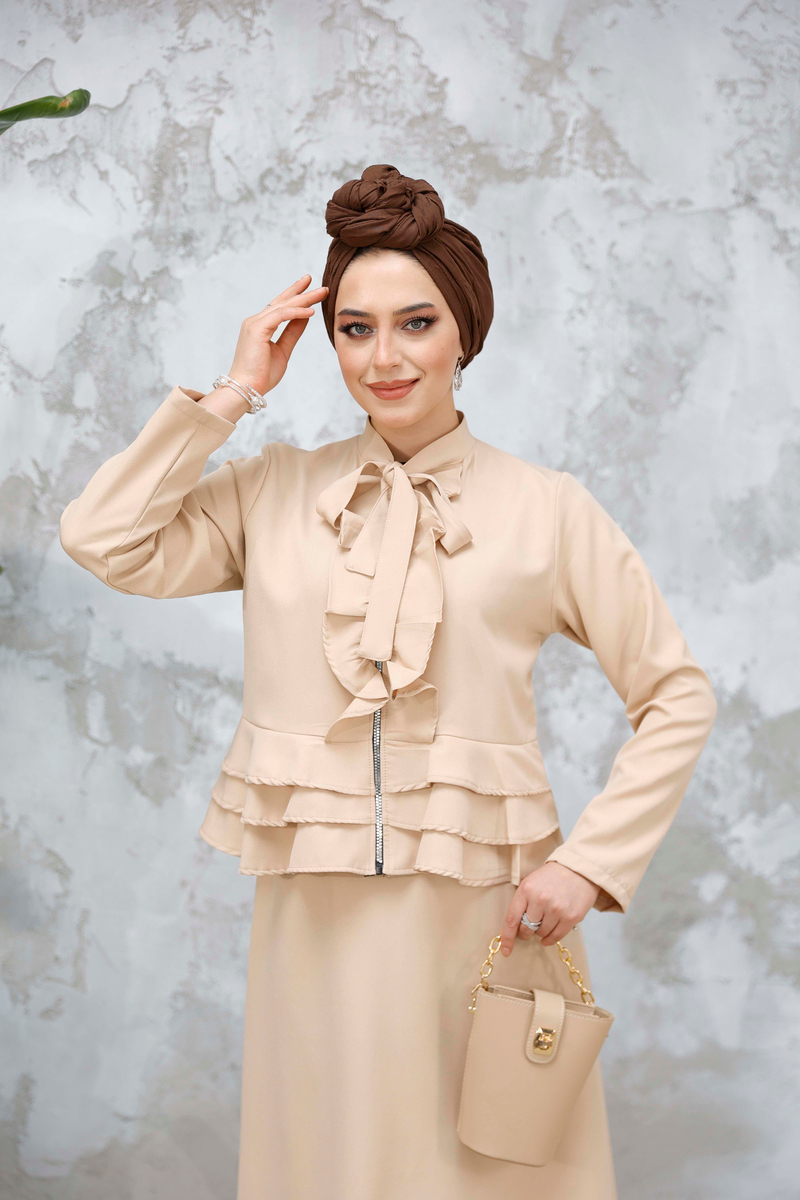 Umay Etekli Takım - Bej - Resim 3