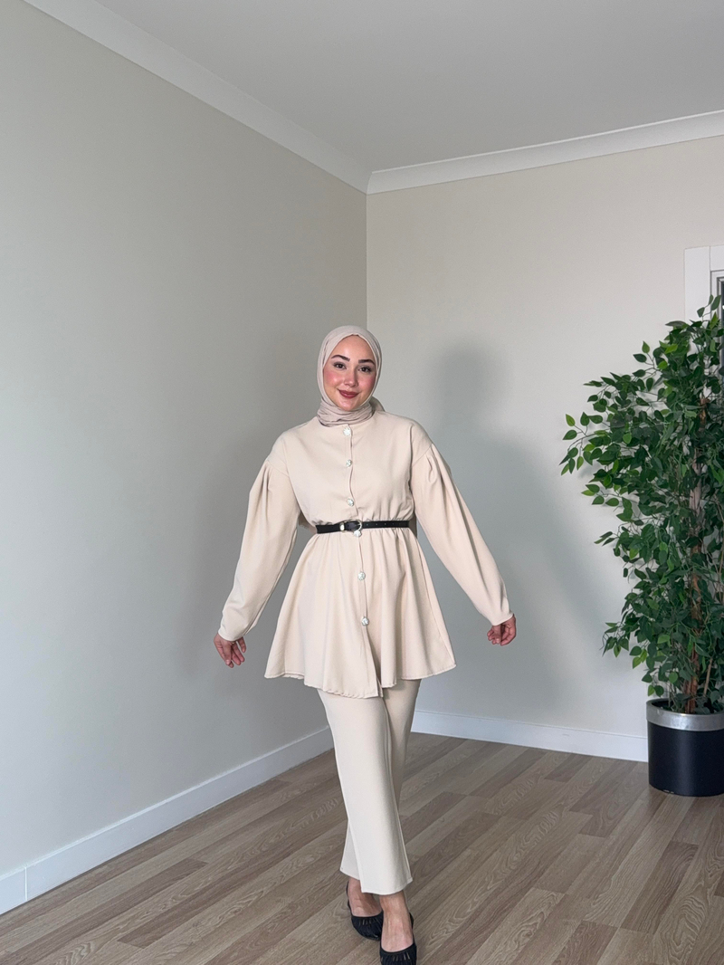 Selinay Pantolon Takım - Bej - Resim 2