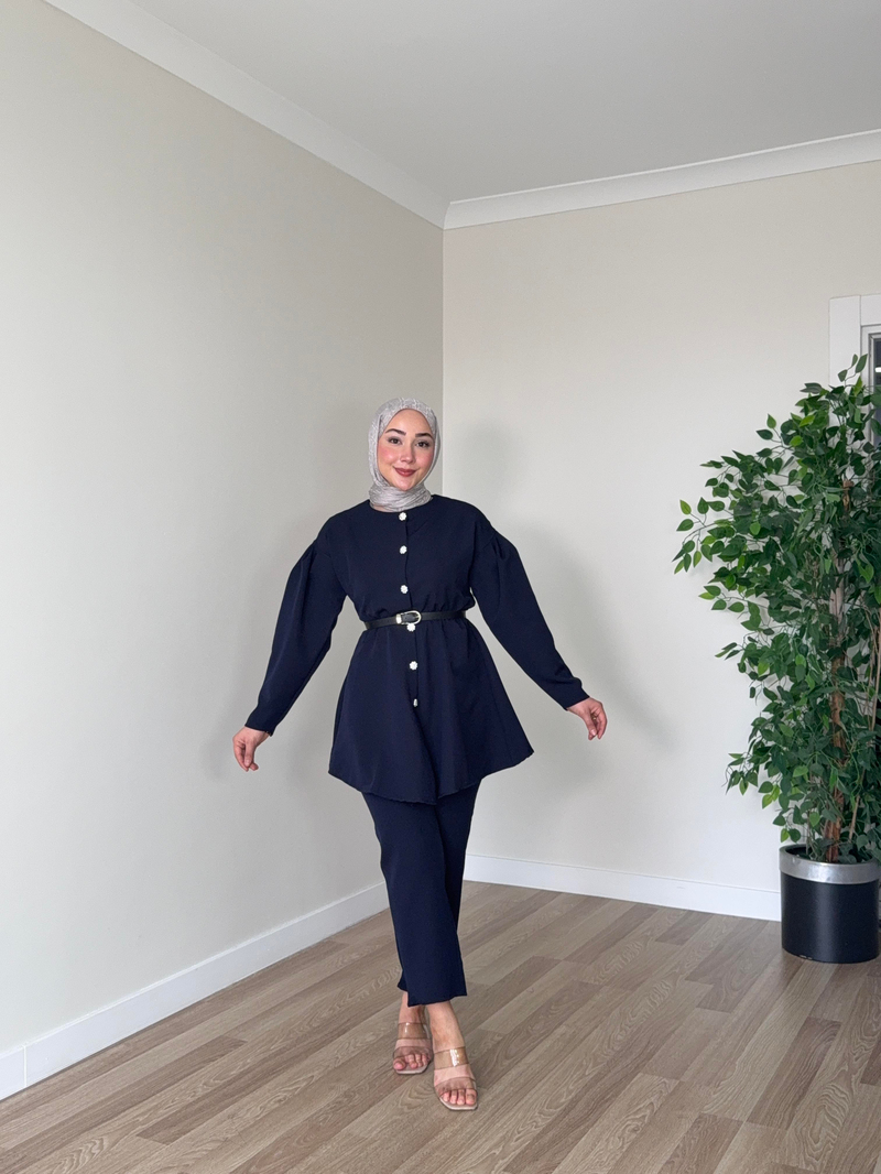 Selinay Pantolon Takım - Lacivert - Resim 2