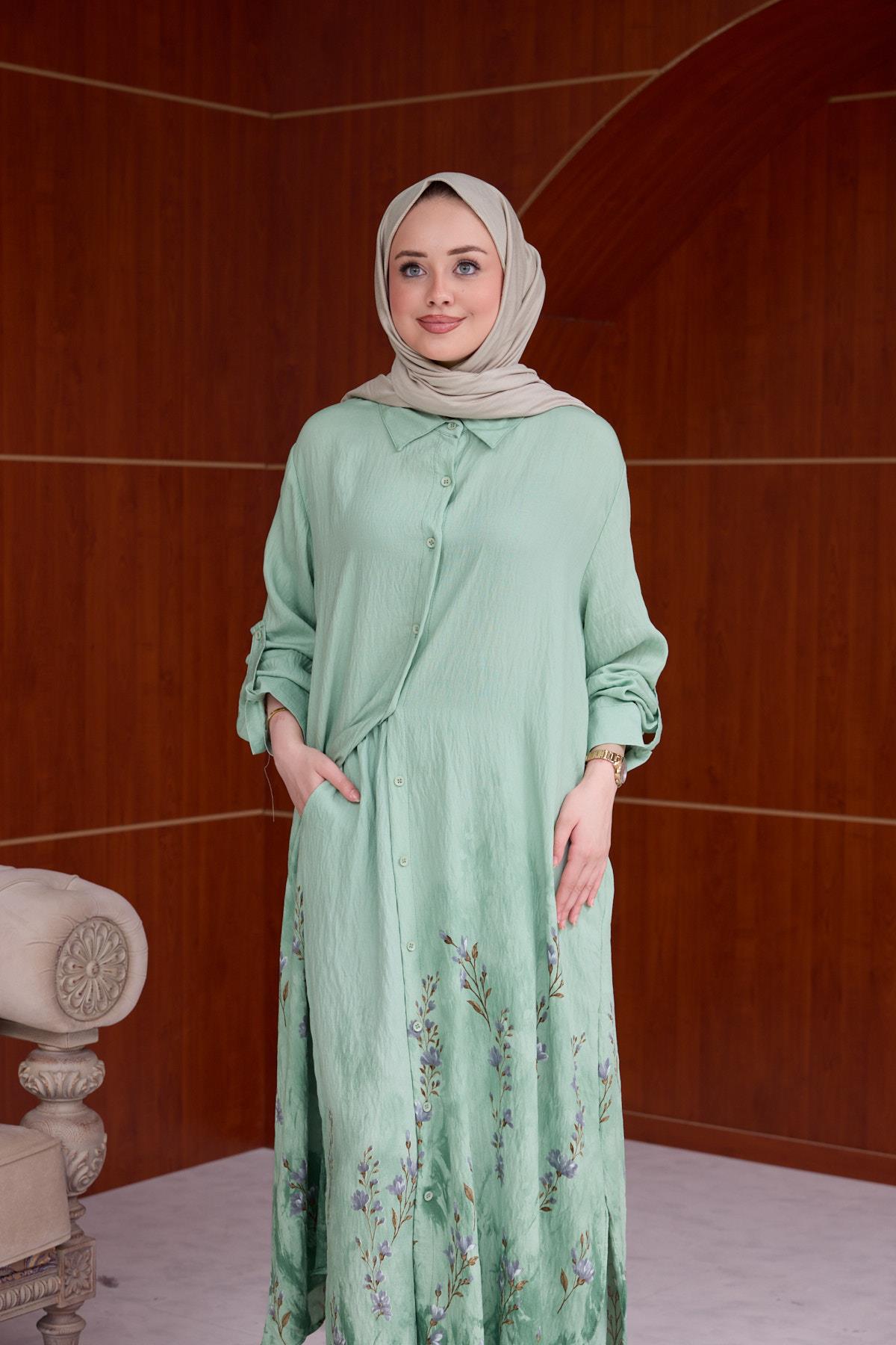 Gökçe Pantolonlu Takım - Mint Yeşil - Resim 4