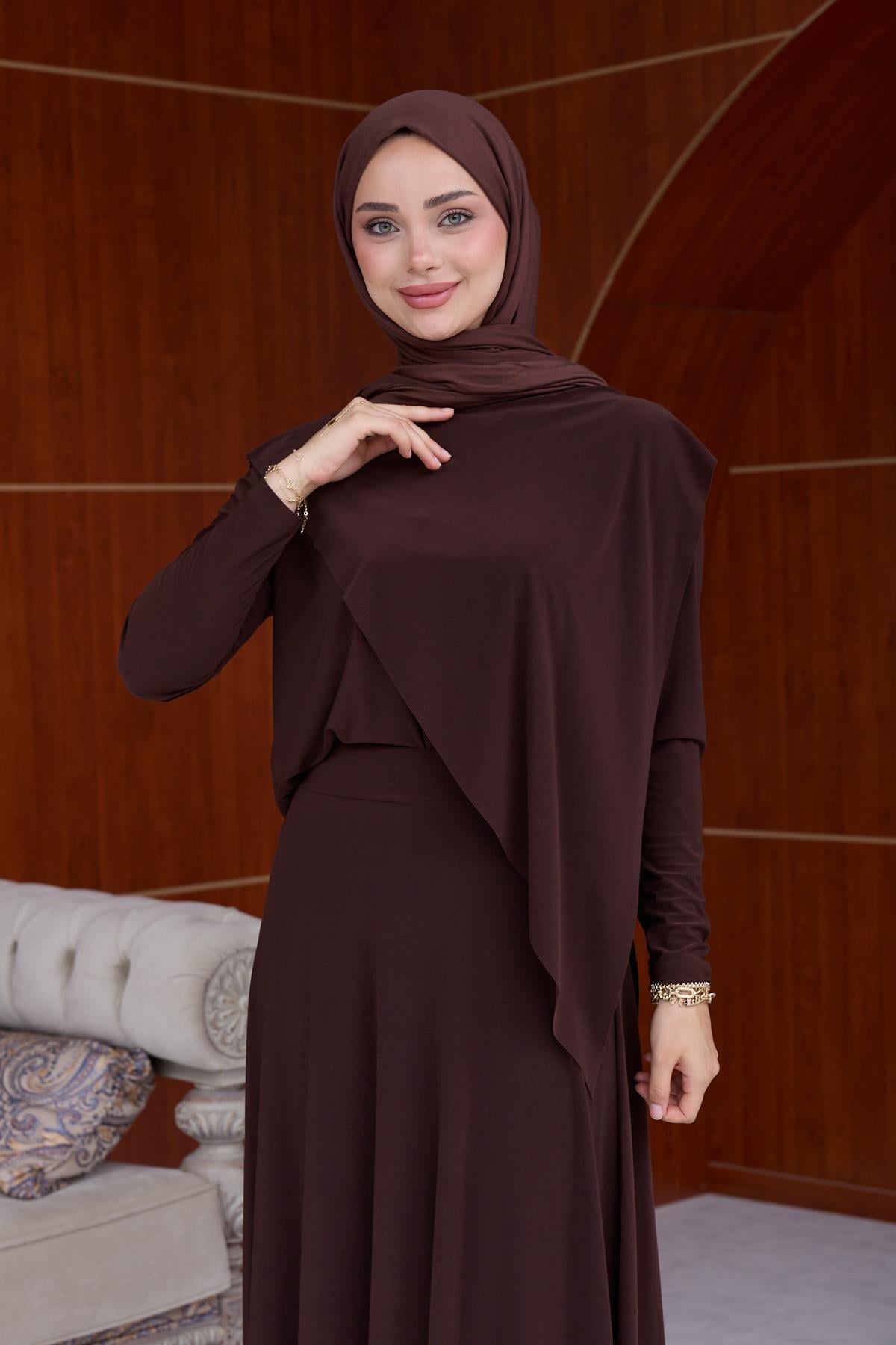 Seher Sandy Etekli Takım - Kahverengi - Resim 4