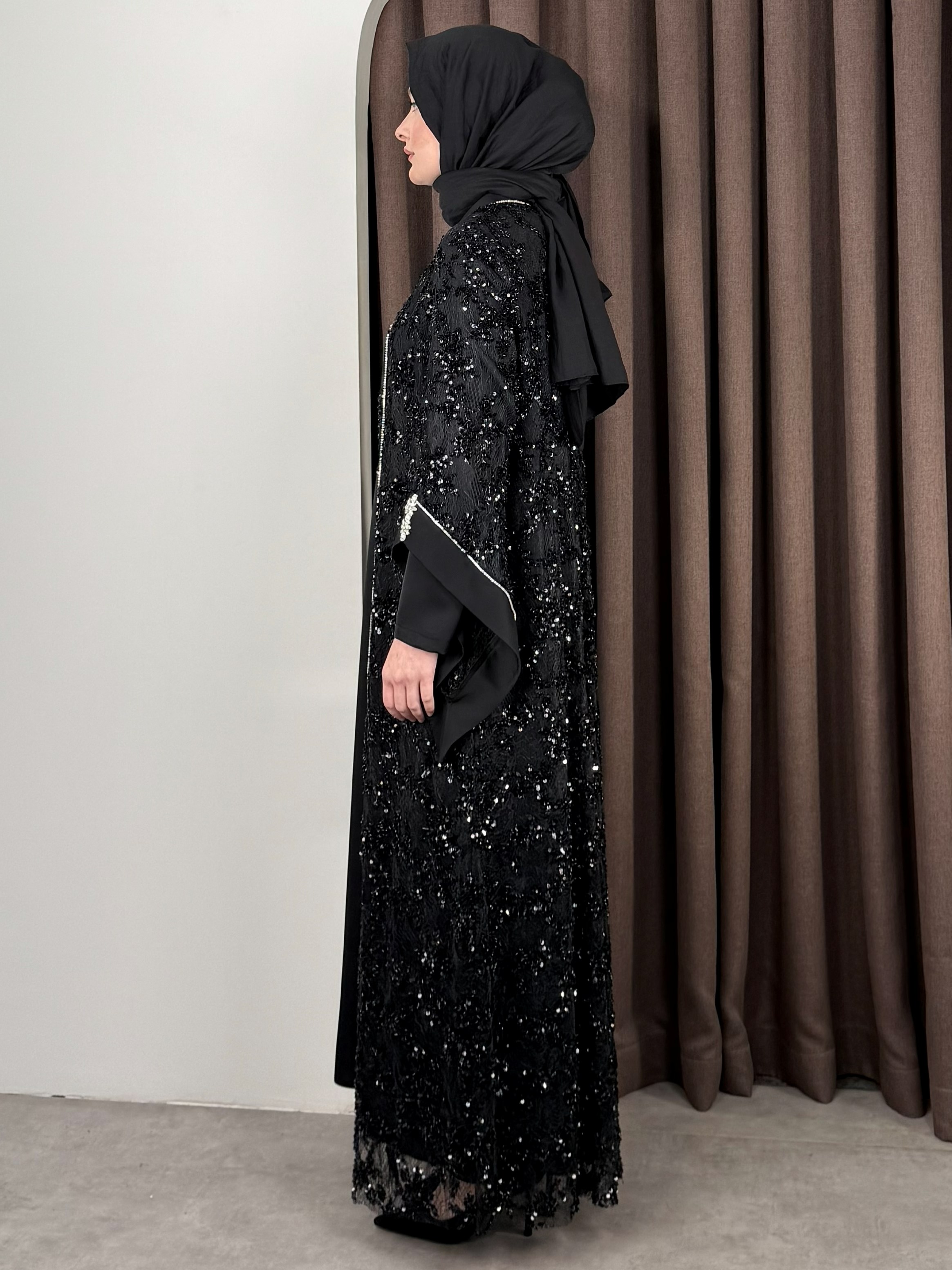 PAYET DETAY ABAYA SİYAH - Resim 3