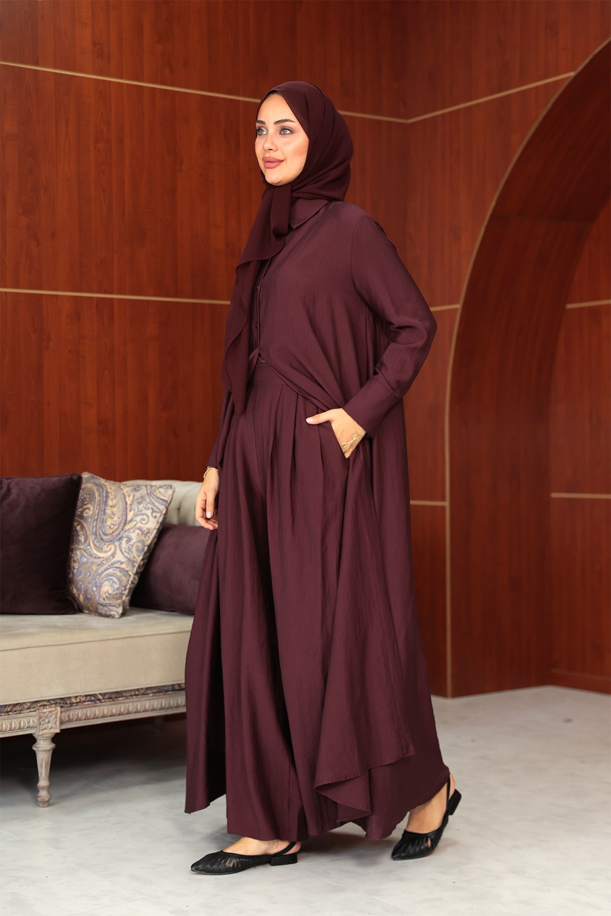 Mirza Pantolonlu İkili Takım - Bordo - Resim 3