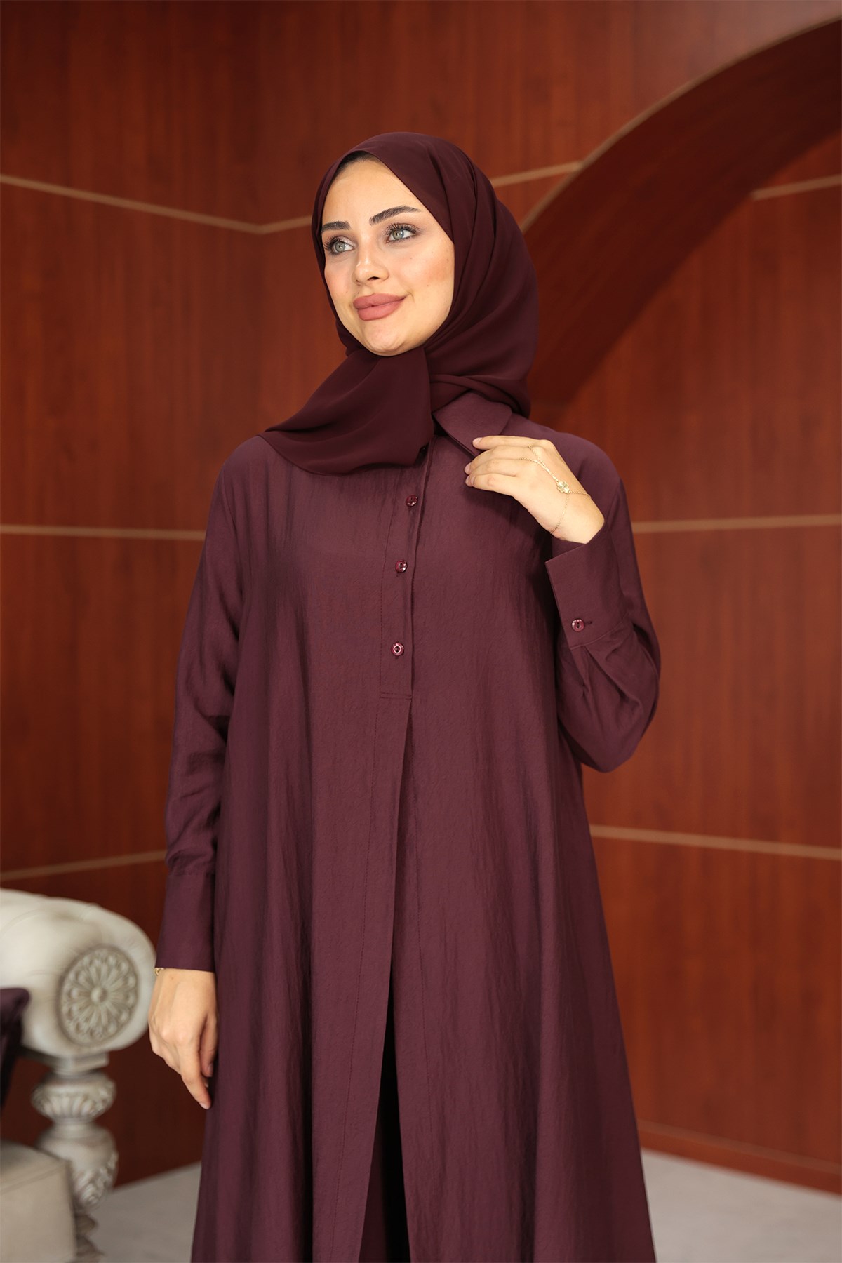 Mirza Pantolonlu İkili Takım - Bordo - Resim 4