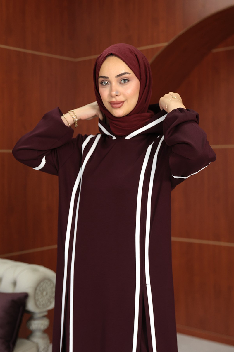 Ece Tasarım Pantolonlu Takım - Bordo - Resim 4