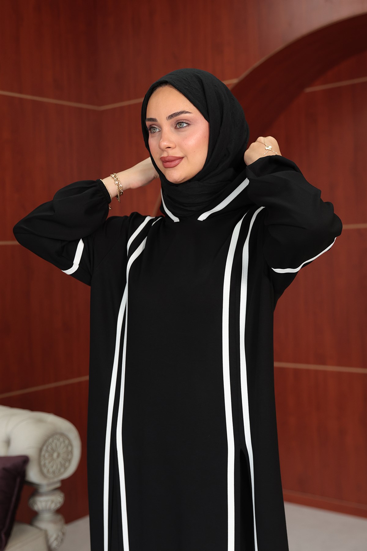 Ece Tasarım Pantolonlu Takım - Siyah - Resim 4