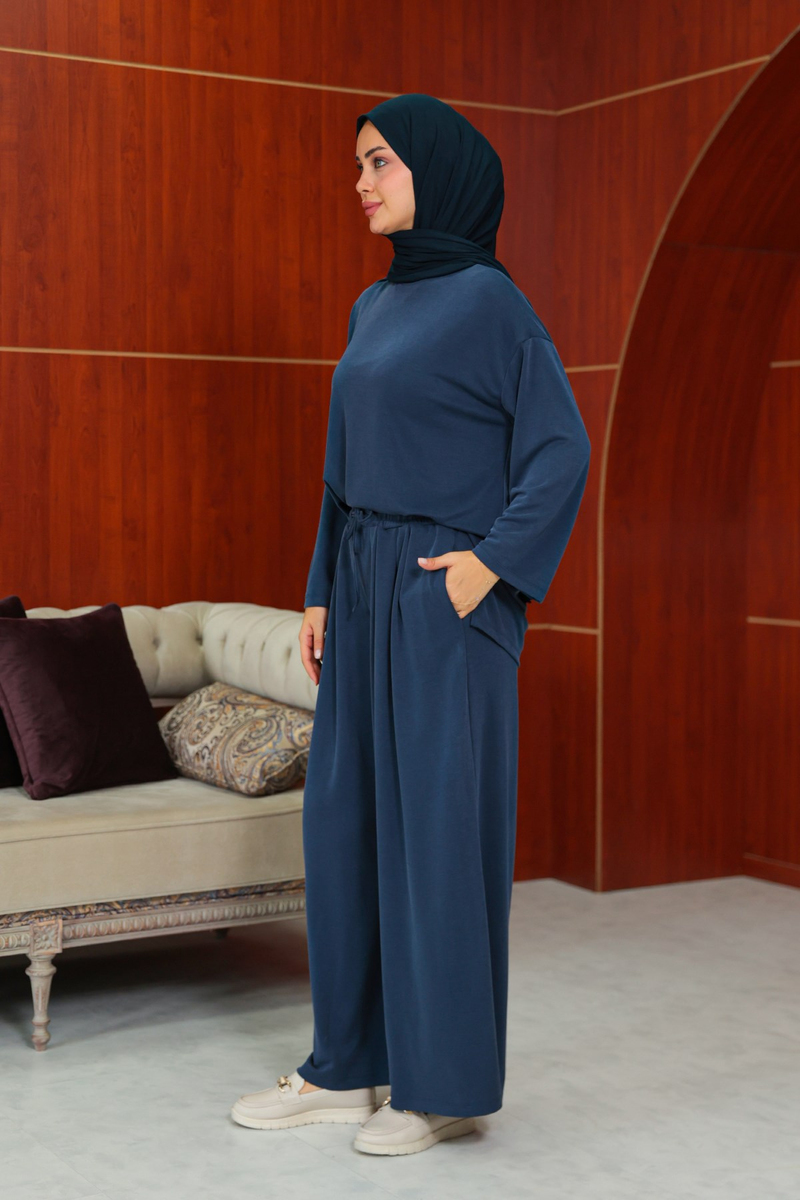Melike  Tasarım Pantolonlu Takım - Lacivert - Resim 3