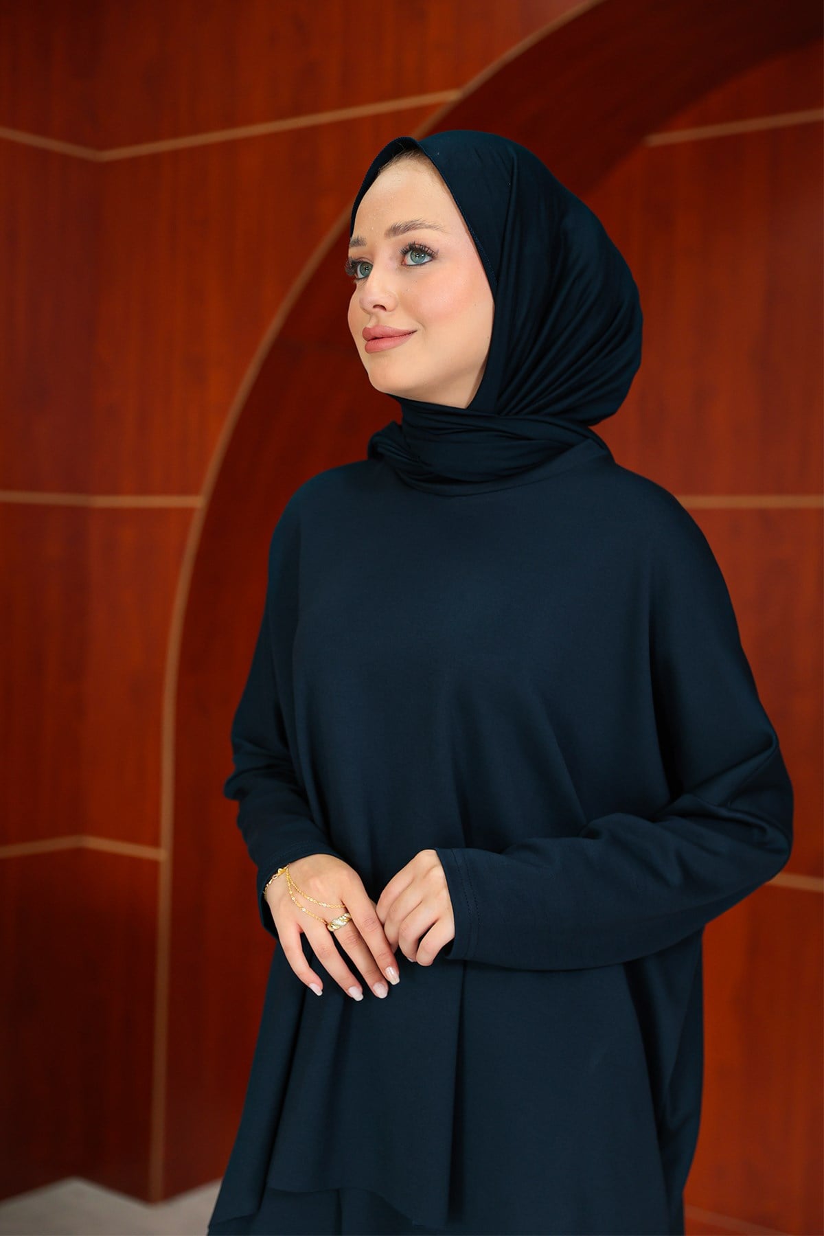 İkra Tasarım Pantolonlu Takım - Lacivert - Resim 3