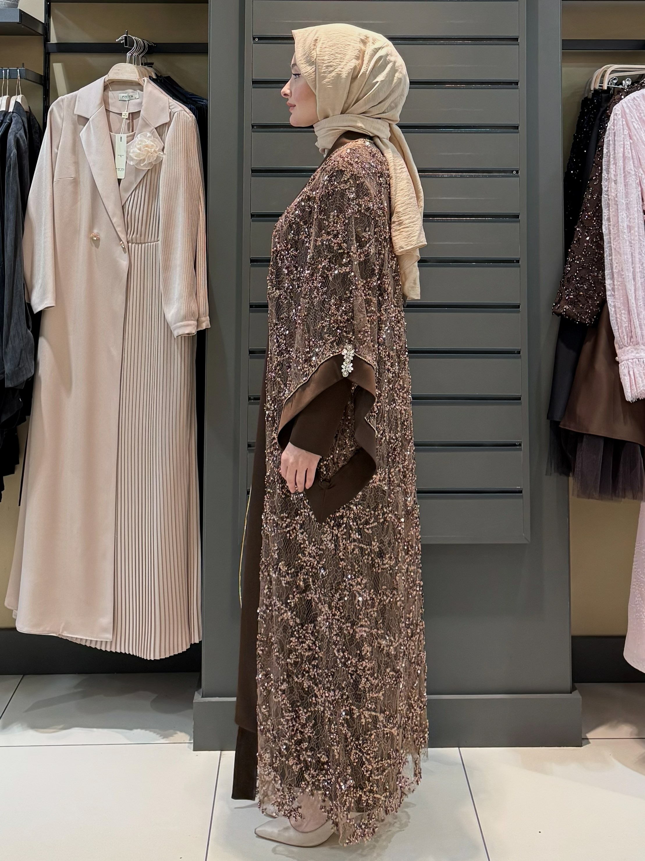 PAYET DETAY ABAYA BRONZ - Resim 2