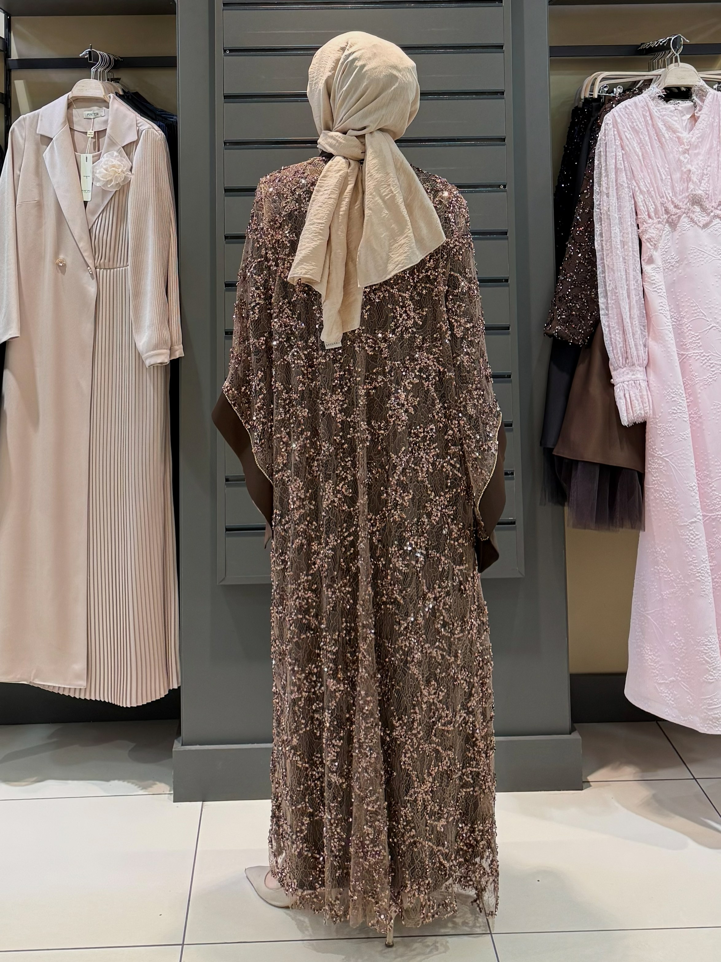 PAYET DETAY ABAYA BRONZ - Resim 3