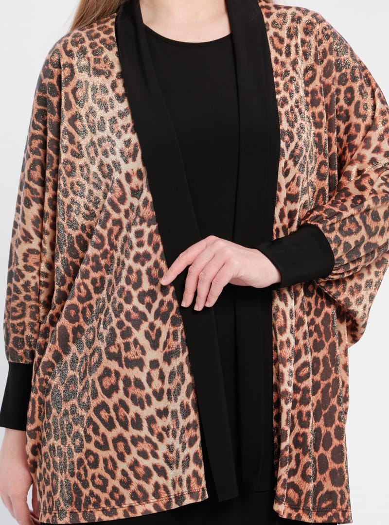 Leopar Desenli Tesettür Abiye Elbise Takim - Kahverengi - Arıkan - Resim 4