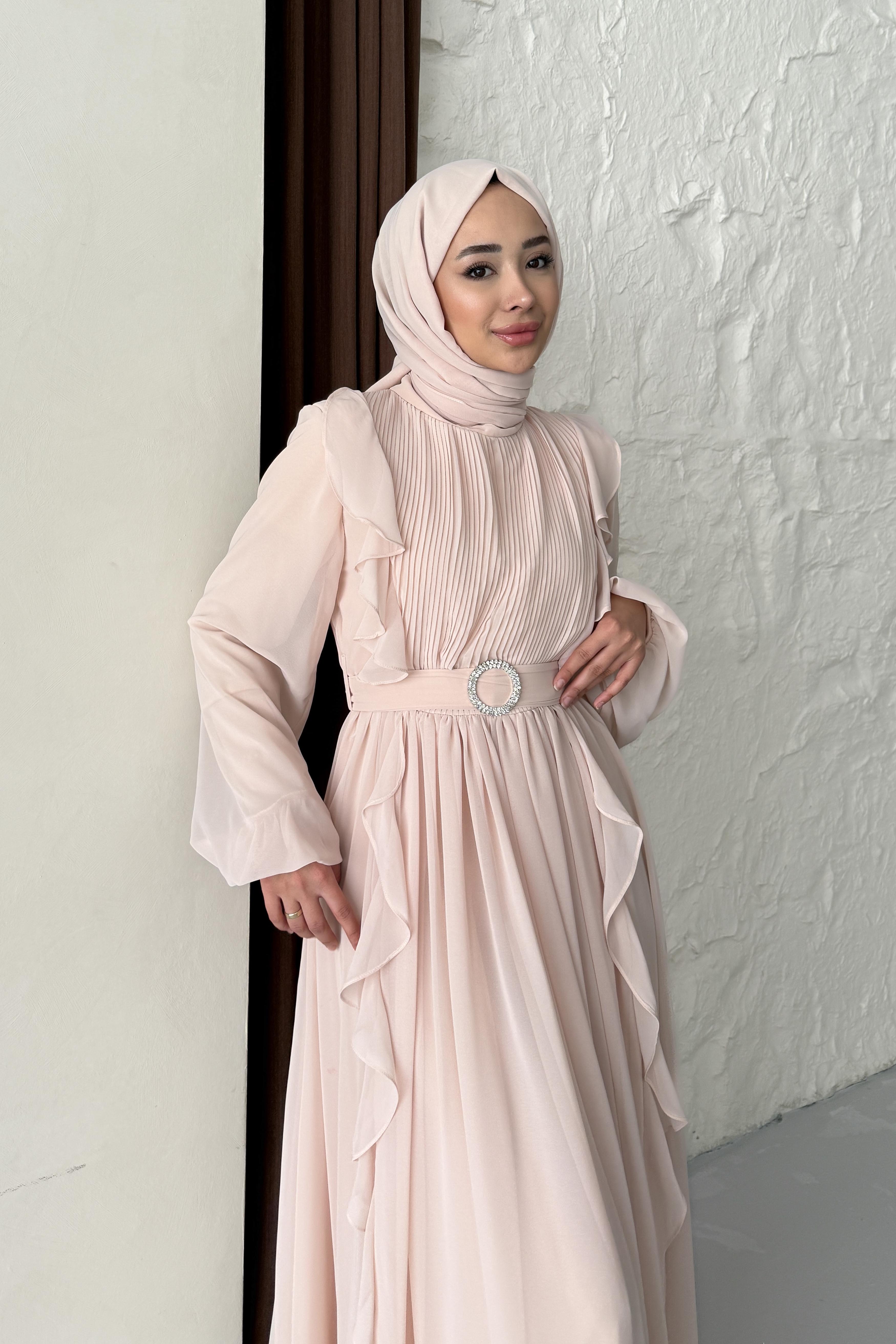 Luisa Abiye Elbise Bej - Resim 2