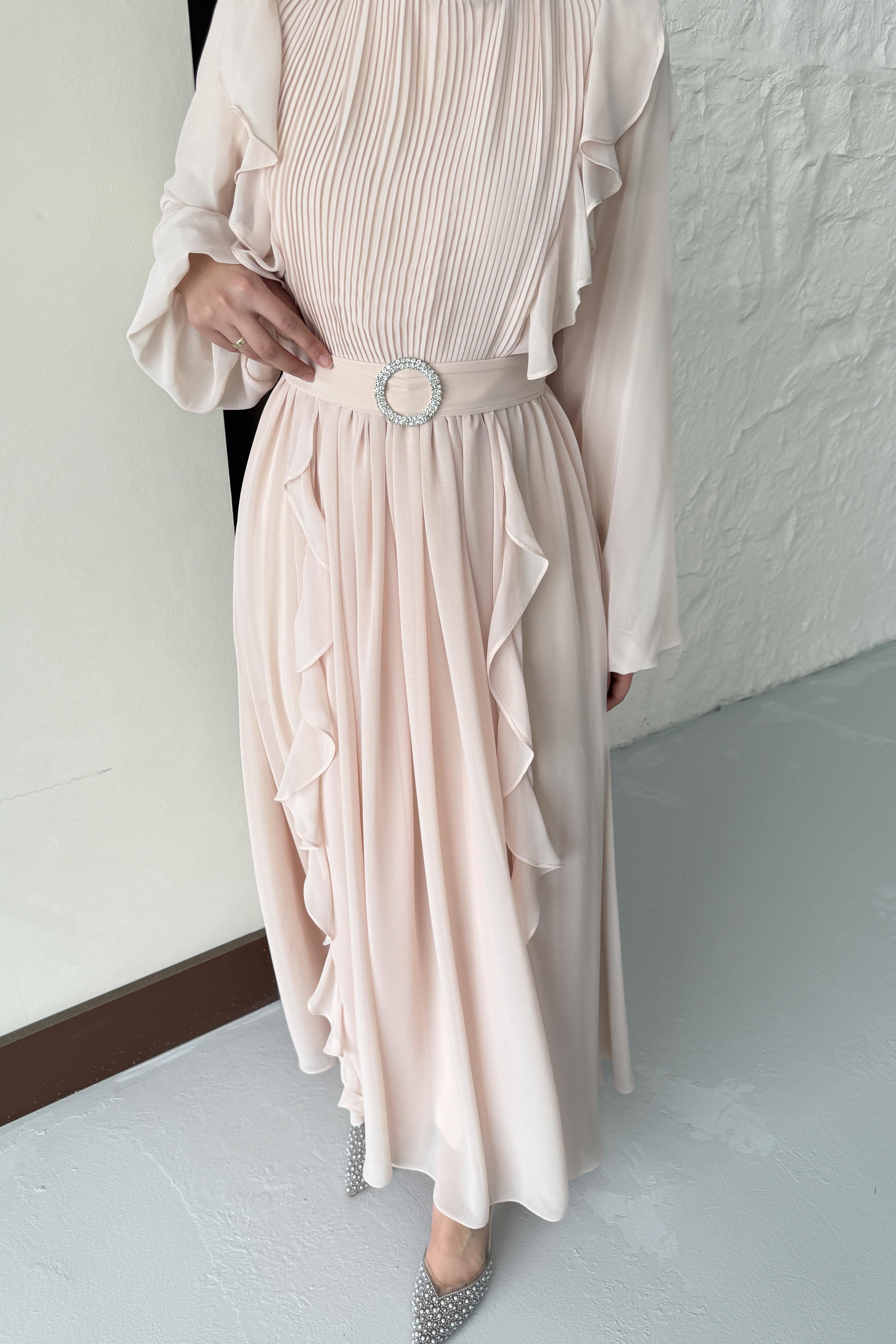 Luisa Abiye Elbise Bej - Resim 3