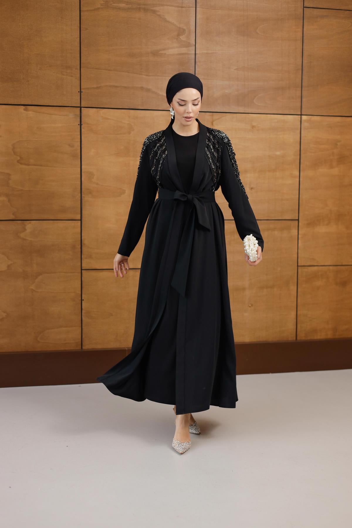 2596 O Abaya Takım-Siyah