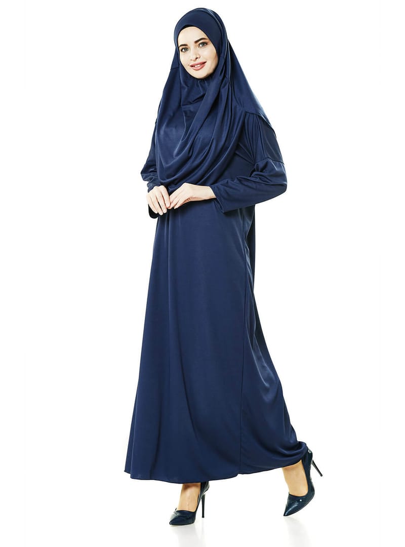 Tek Parça Namaz Elbisesi - Lacivert - 5015 Lacivert - Resim 2