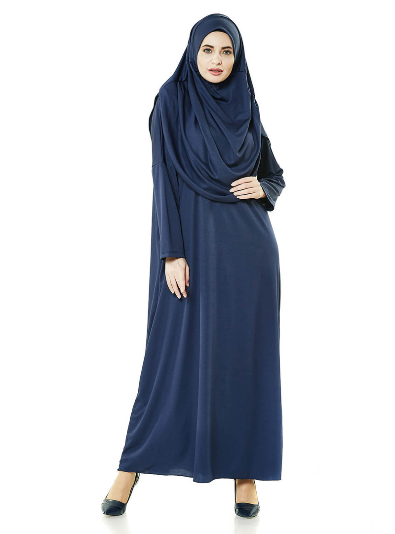 Tek Parça Namaz Elbisesi - Lacivert - 5015 Lacivert - Resim 3
