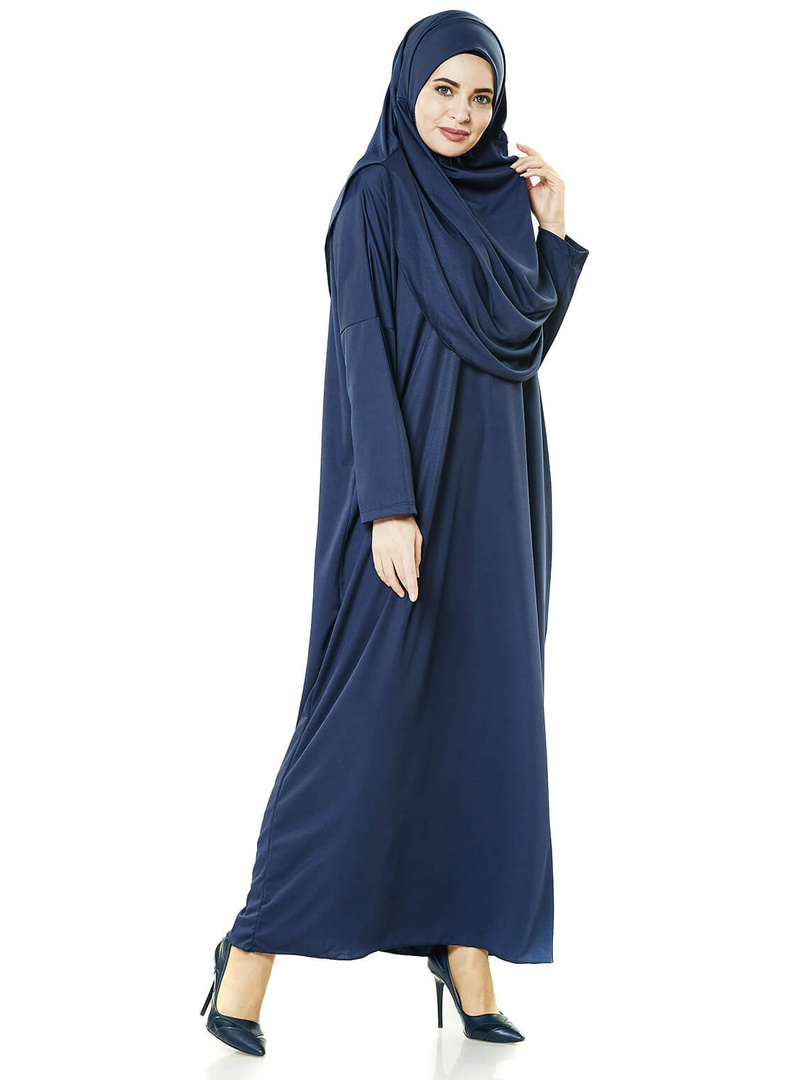 Tek Parça Namaz Elbisesi - Lacivert - 5015 Lacivert - Resim 4