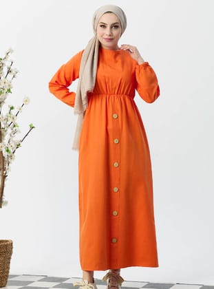 Şamre Tesettür Elbise - Orange - Tofisa