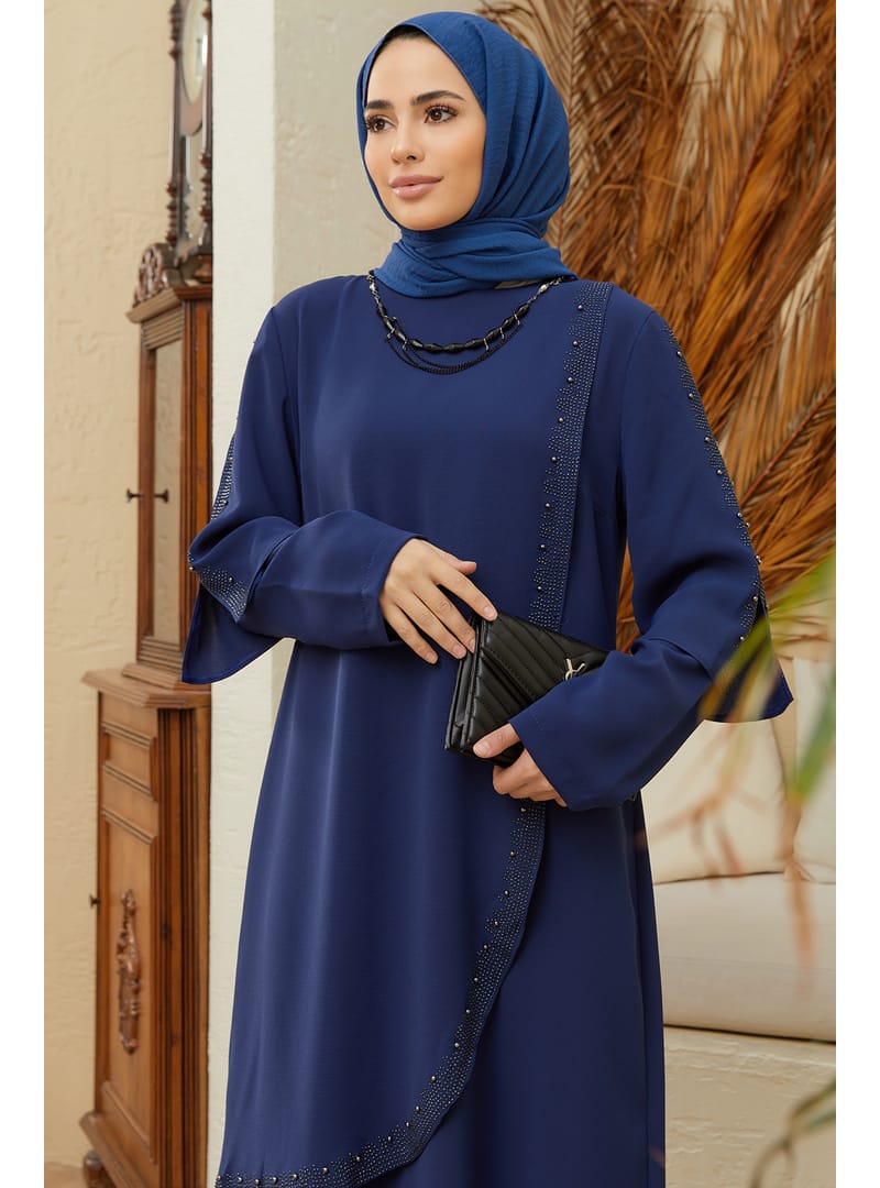 Hürrem Büyük Beden Abiye - İndigo - Resim 3
