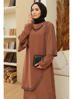 Hürrem Büyük Beden Abiye - Camel