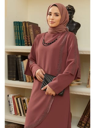 Hürrem Büyük Beden Abiye - Gül Kurusu