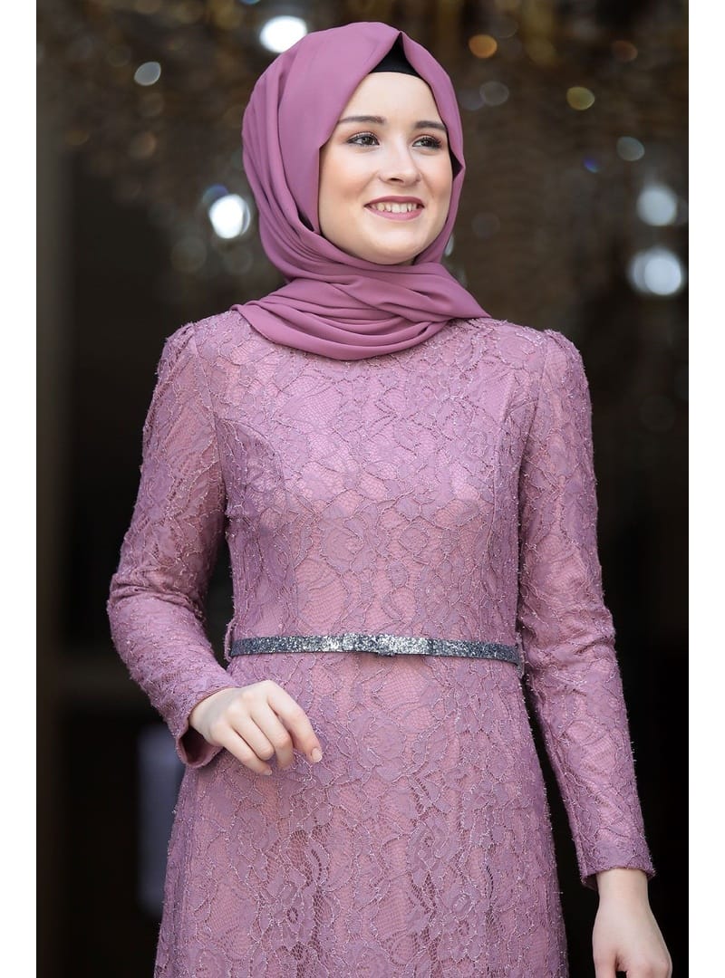 Amine Hüma Hayal Abiye Elbise Lila - Resim 2