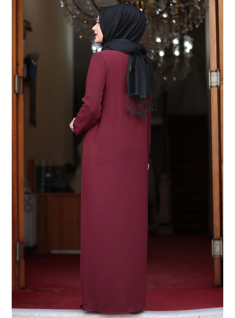 Amine Hüma Parıltı Abiye Bordo - Resim 3