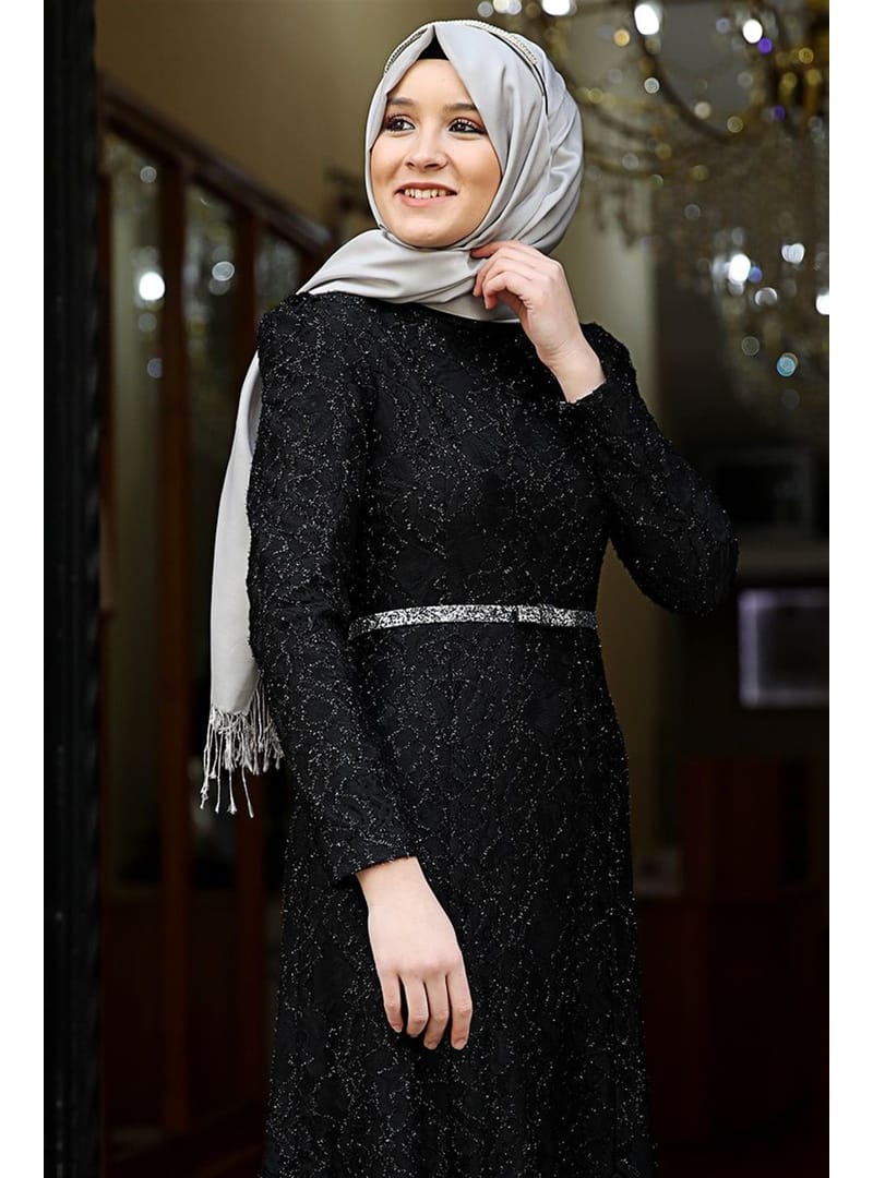 Amine Hüma Hayal Abiye Elbise Siyah - Resim 2