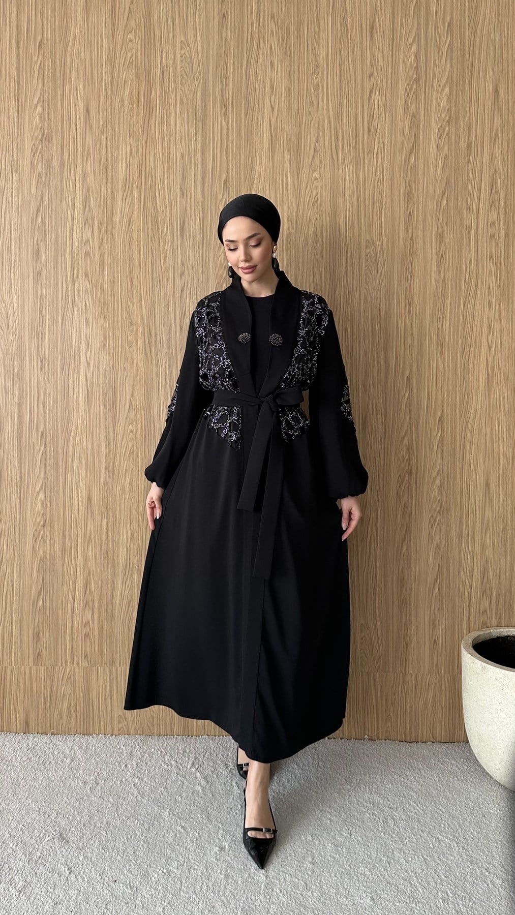 2861 O Abaya Takım-Siyah