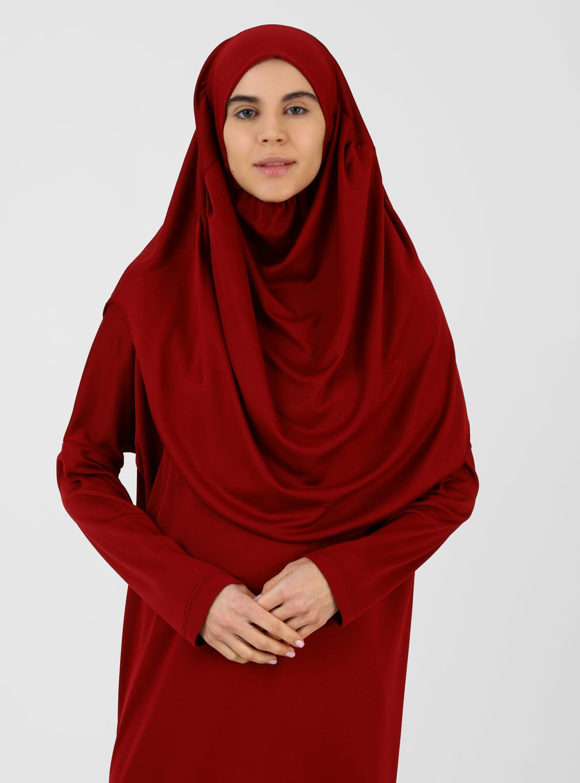 Tek Parça Namaz Elbisesi - Bordo - ZENANE - Resim 2