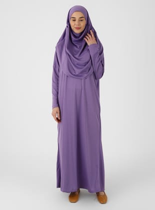 Tek Parça Namaz Elbisesi - Lila - ZENANE