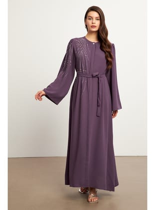 Viona Taşlı Abaya - Leylak