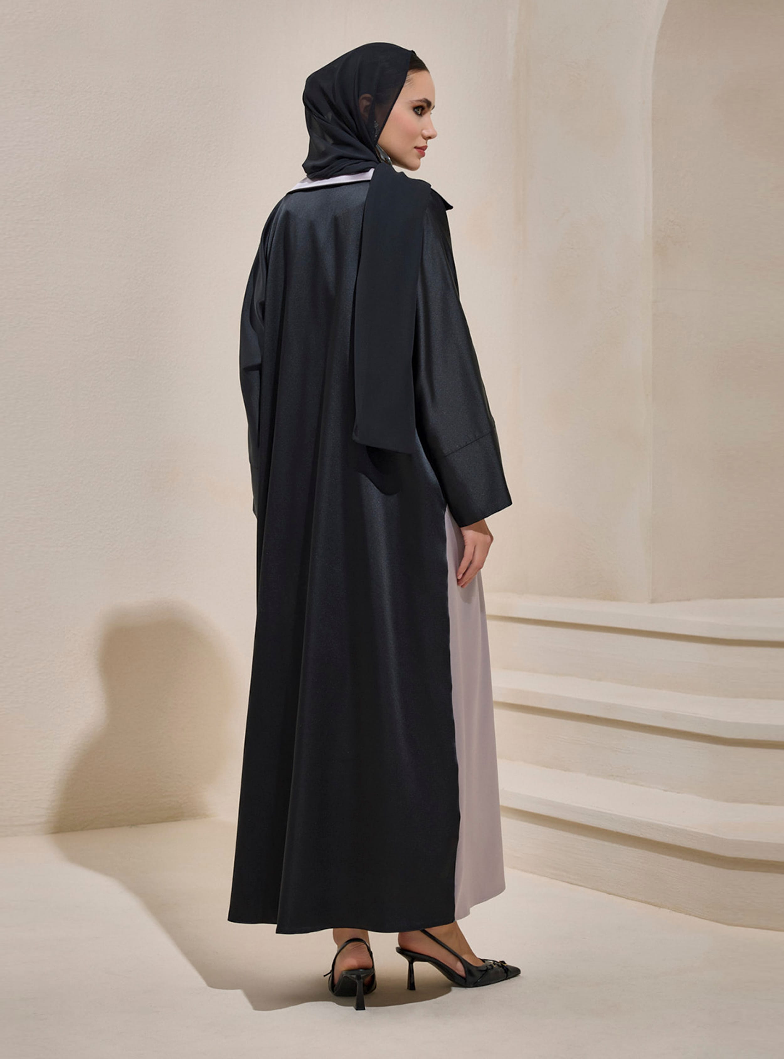 ELEGANT ABAYA - Siyah - Vizon - AL SHEIKHA - Resim 3