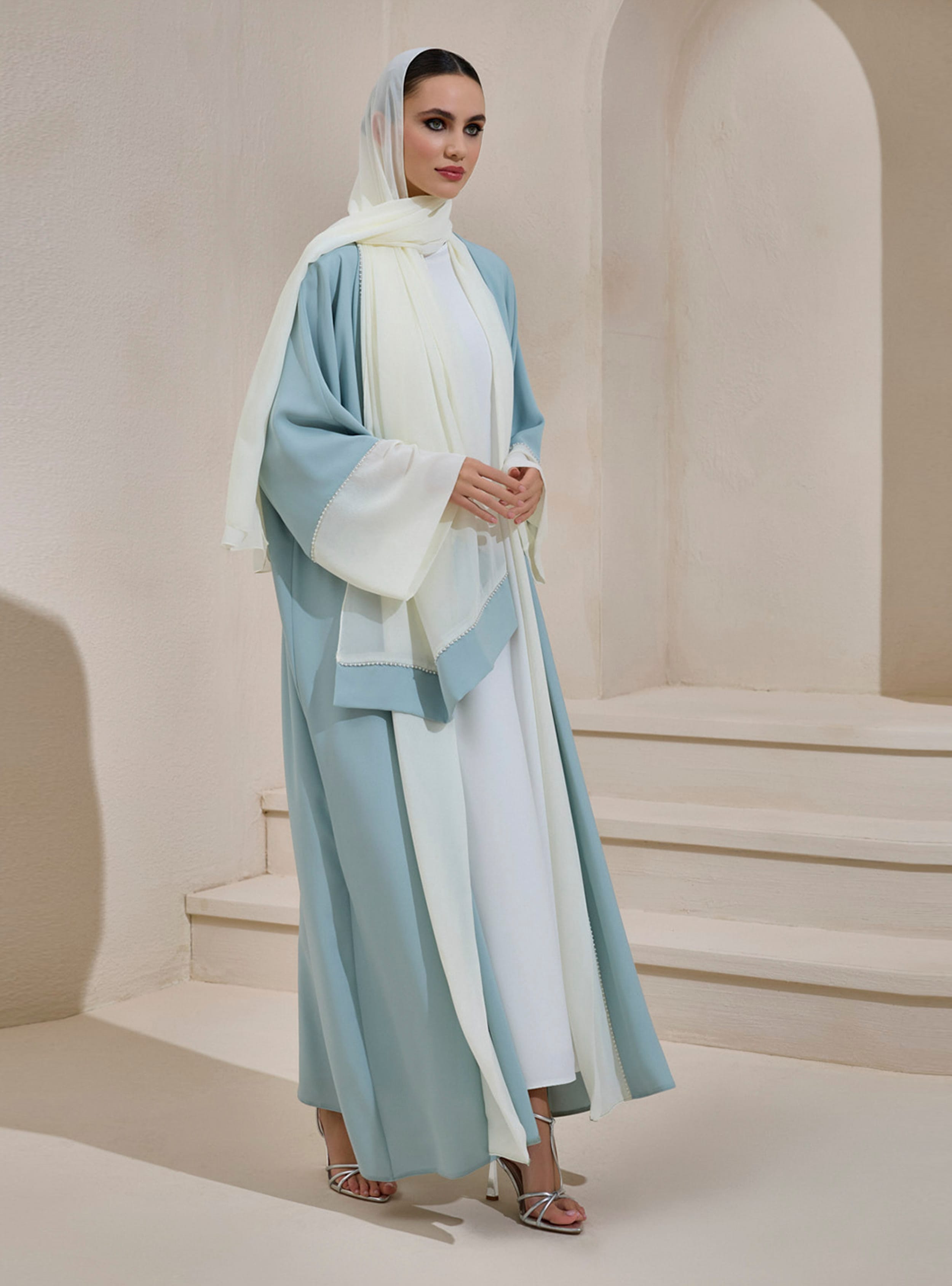 PEARL SAHRA ABAYA SET - Mint Yeşili - AL SHEIKHA - Resim 3