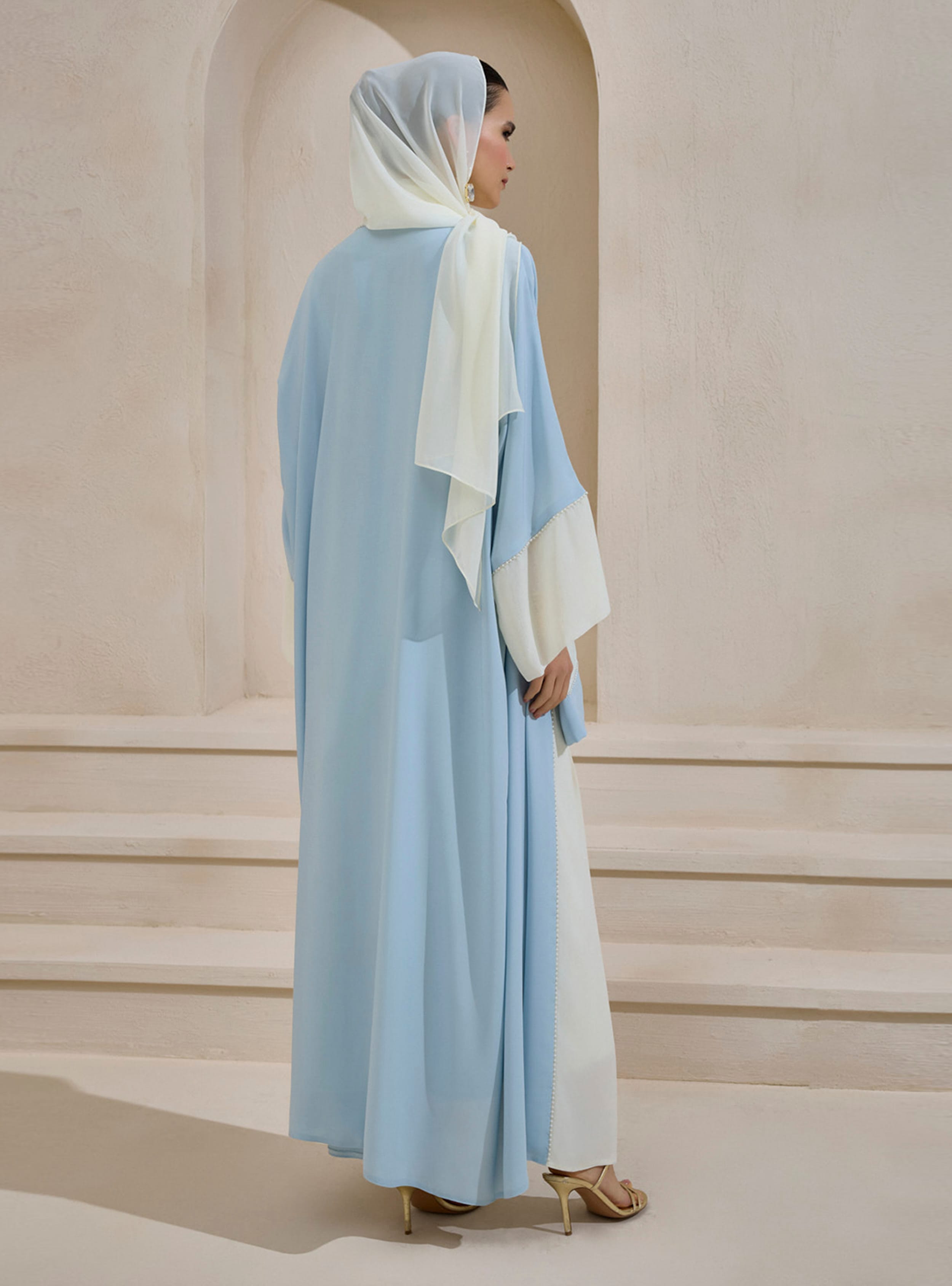 PEARL SAHRA ABAYA SET - Açık Mavi - AL SHEIKHA - Resim 3