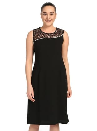 LADIES FIRST Büyük Beden 2577 Siyah Kısa Abiye Elbise SİYAH