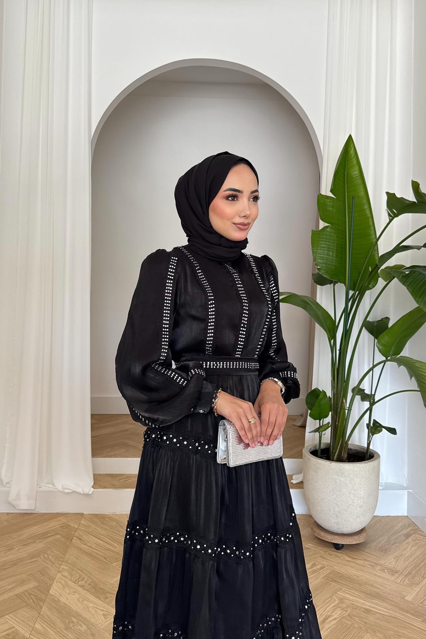 İnci Detaylı Elbise Siyah - Resim 2