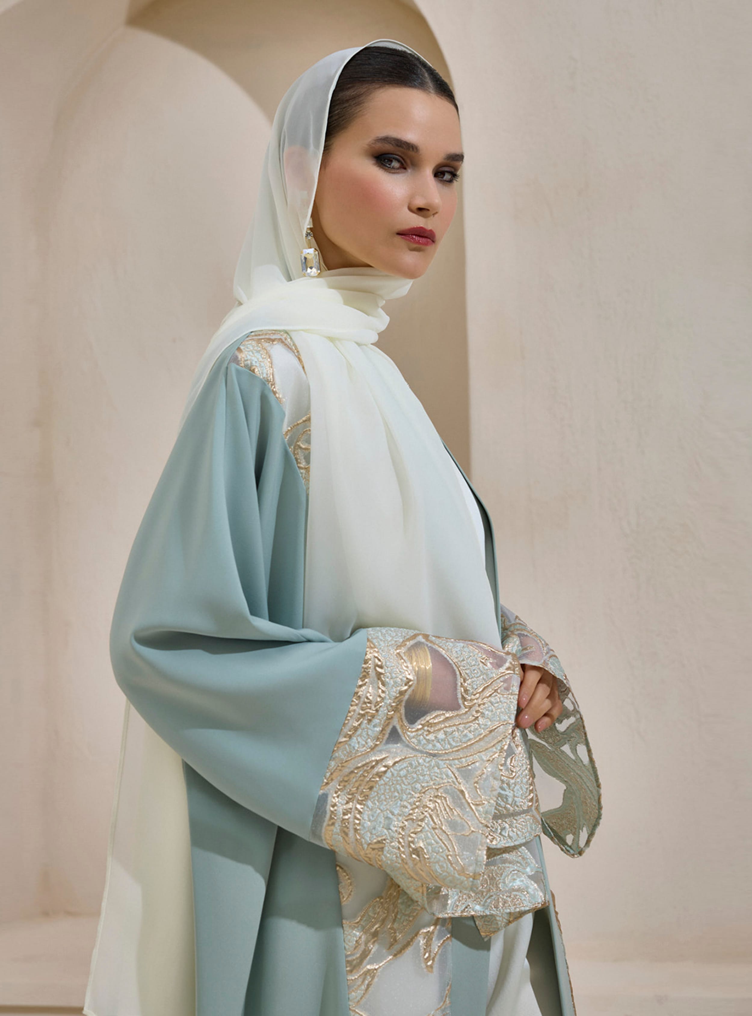 MARIA ABAYA SET - Mint Yeşili - AL SHEIKHA - Resim 2