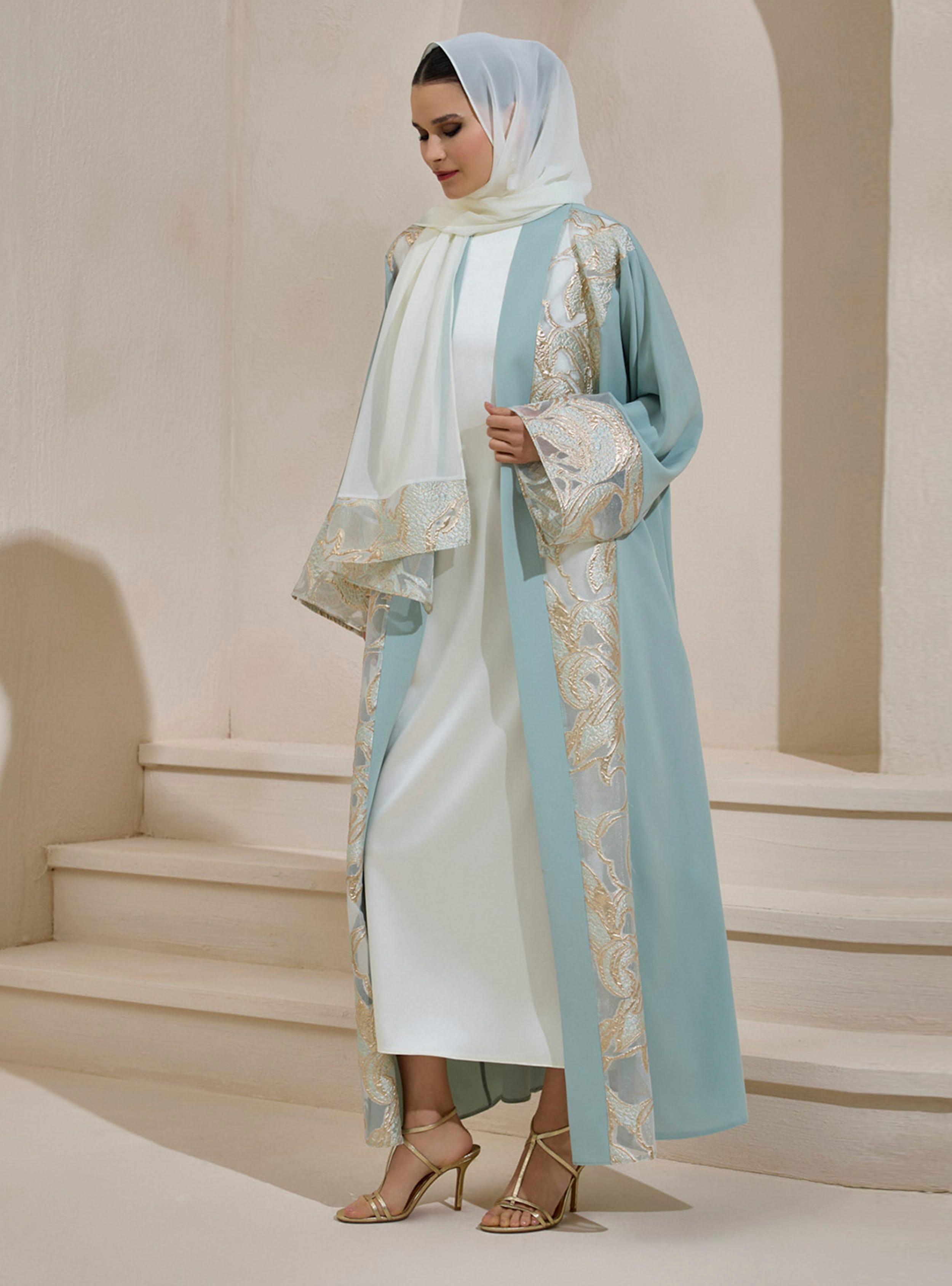 MARIA ABAYA SET - Mint Yeşili - AL SHEIKHA - Resim 3
