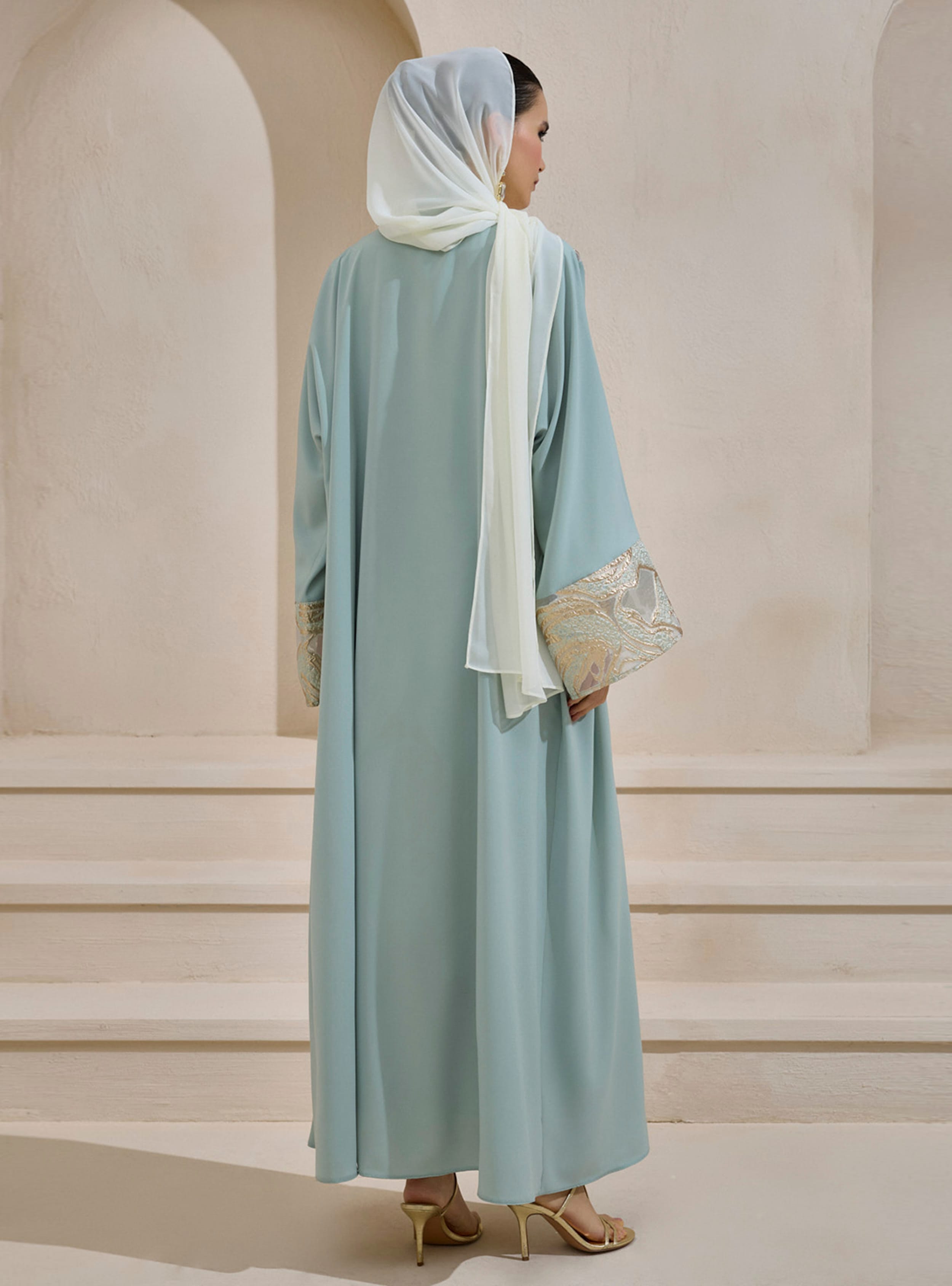 MARIA ABAYA SET - Mint Yeşili - AL SHEIKHA - Resim 4