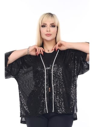 Büyük Beden 3862 Siyah Bluz+Bady İkili Takım SİYAH