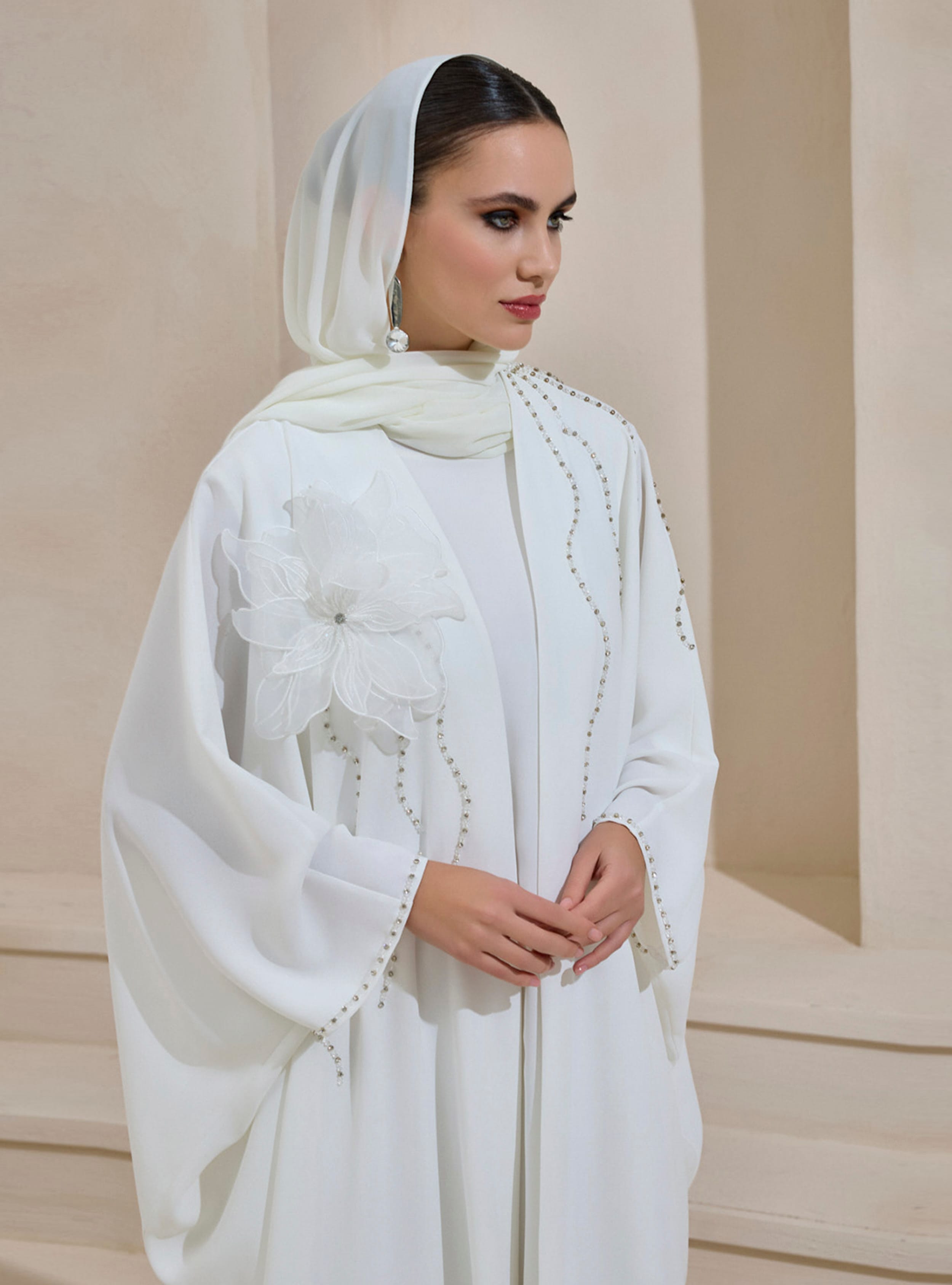 ELANA ABAYA - Beyaz - AL SHEIKHA - Resim 2