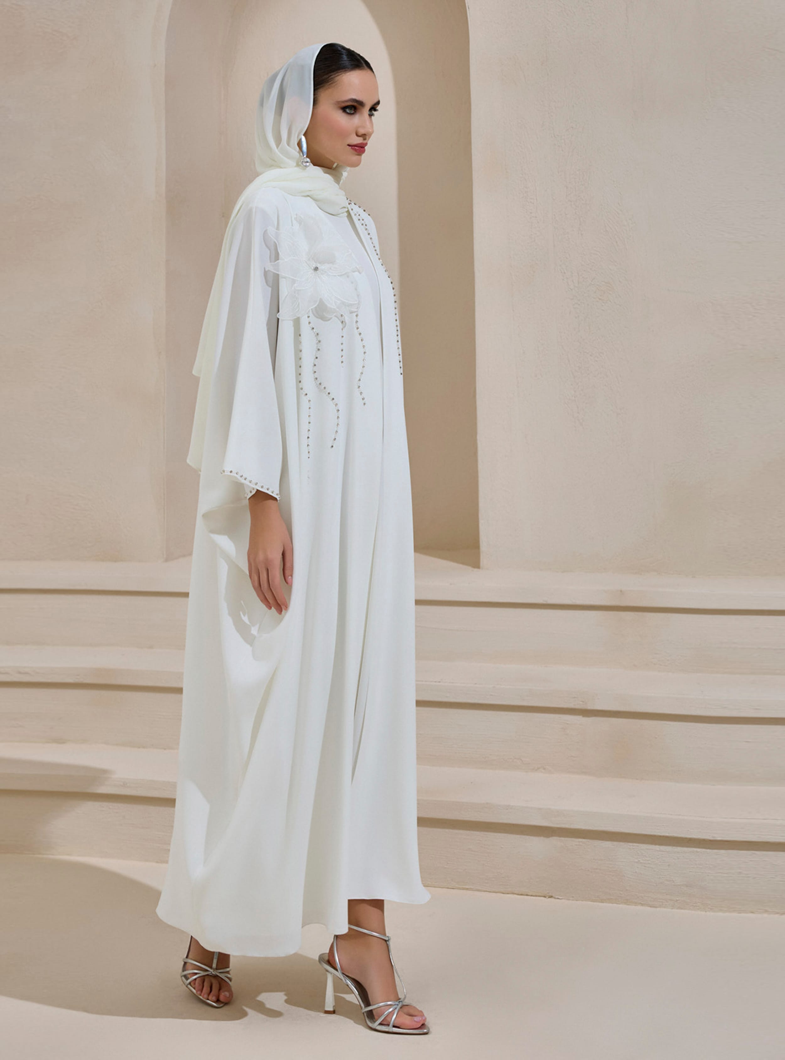 ELANA ABAYA - Beyaz - AL SHEIKHA - Resim 3