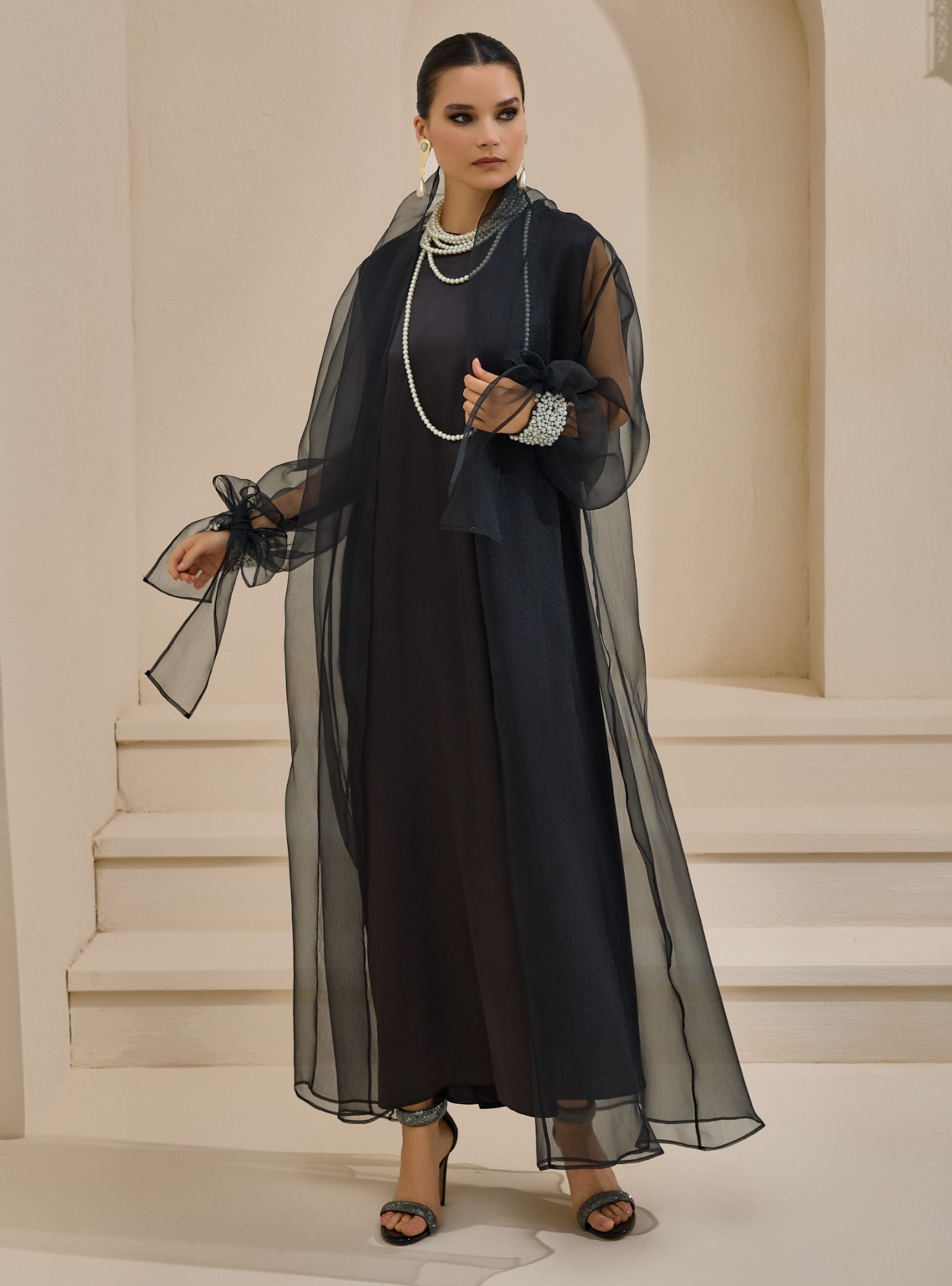 VALERIA ORGANZA ABAYA - Siyah - AL SHEIKHA - Resim 3