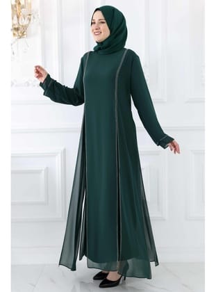 Amine Hüma Lavin Tesettür Abiye Zümrüt