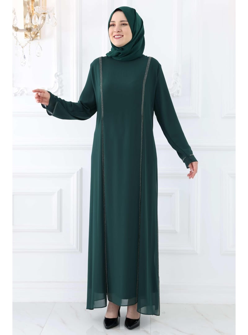 Amine Hüma Lavin Tesettür Abiye Zümrüt - Resim 2