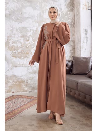 Lora Taşlı Abaya - Camel