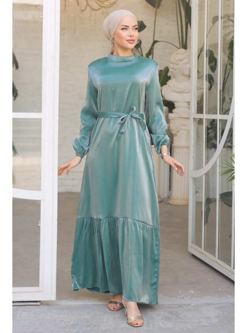 Mirza Kemerli Elbise 810 - Mint - Resim 3
